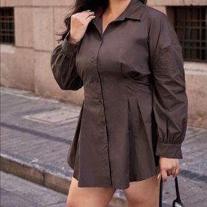 Brown shirt dress